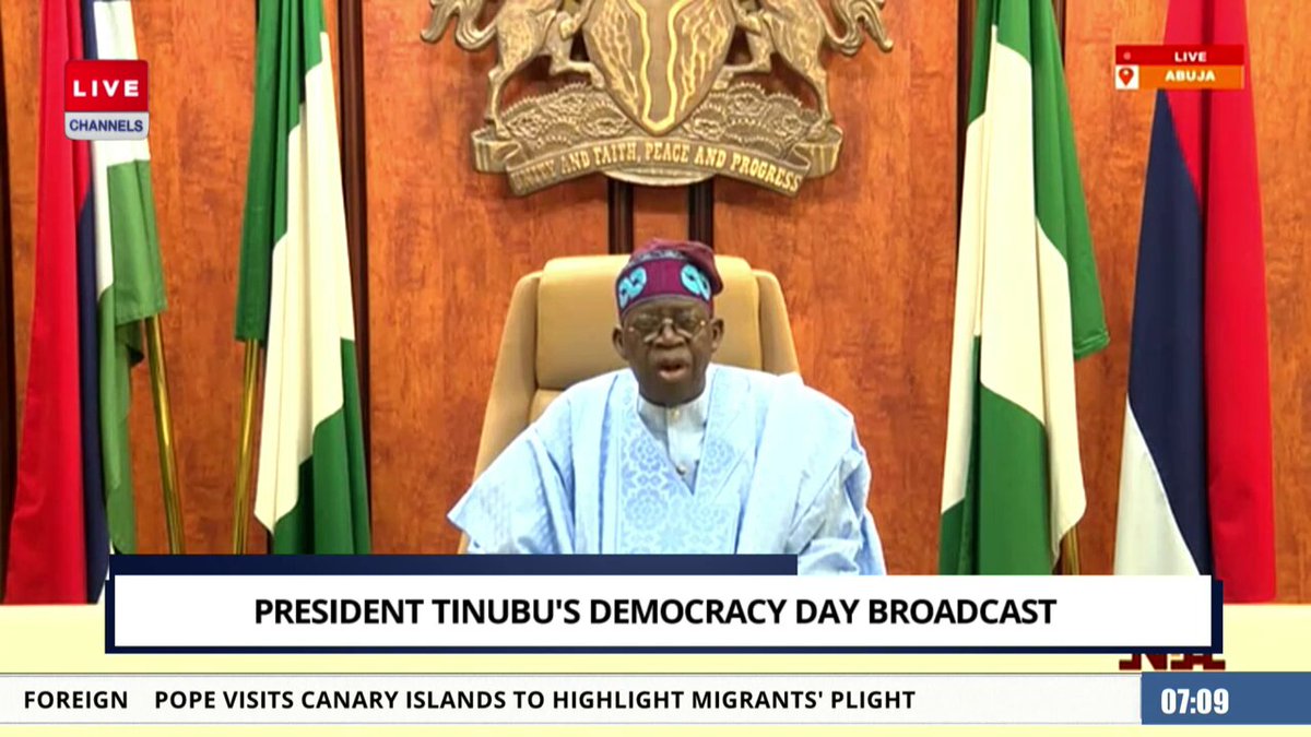 June 12: Tinubu pays tribute to MKO Abiola, Kudirat Abiola, Anthony Enahoro, Arthur Nwankwo, Balarabe Musa, Frank and the "many other heroes and heroines of democracy whose sacrifices helped secure the Nigeria we enjoy today". #CTVTweet #DemocracyDay #June12
