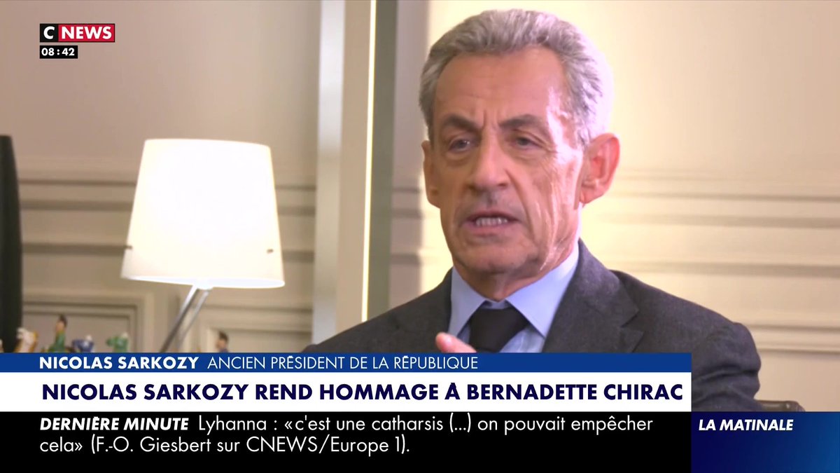 🔵 Nicolas Sarkozy rend hommage à Bernadette Chirac : "On a été très proches (…) Elle a beaucoup compté pour moi, et sur le plan politique, et sur le plan personnel (…) C'était une personne que j'ai beaucoup aimée" #europe1