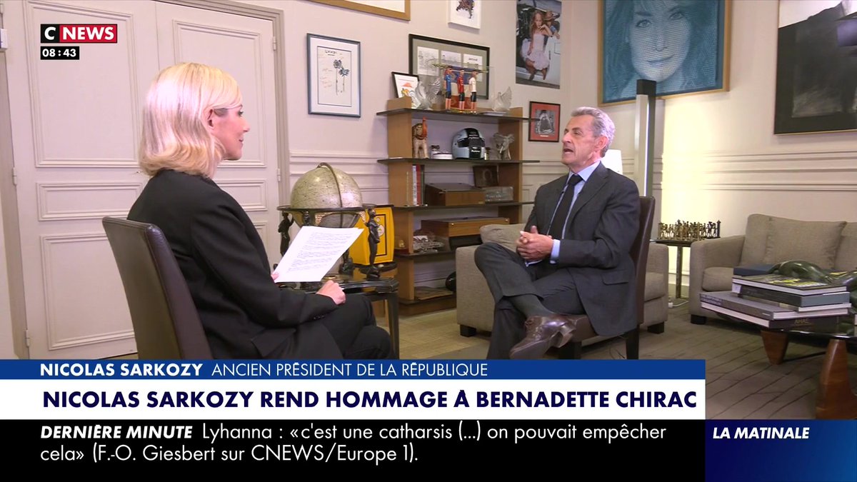 🔵 Nicolas Sarkozy rend hommage à Bernadette Chirac : "C'est toute une époque qui pour les français comme pour moi se tourne et se termine (…) c'était une personnalité assez indomptable. Et elle aimait Jacques. Elle aimait sa famille. Elle aimait sa vie"