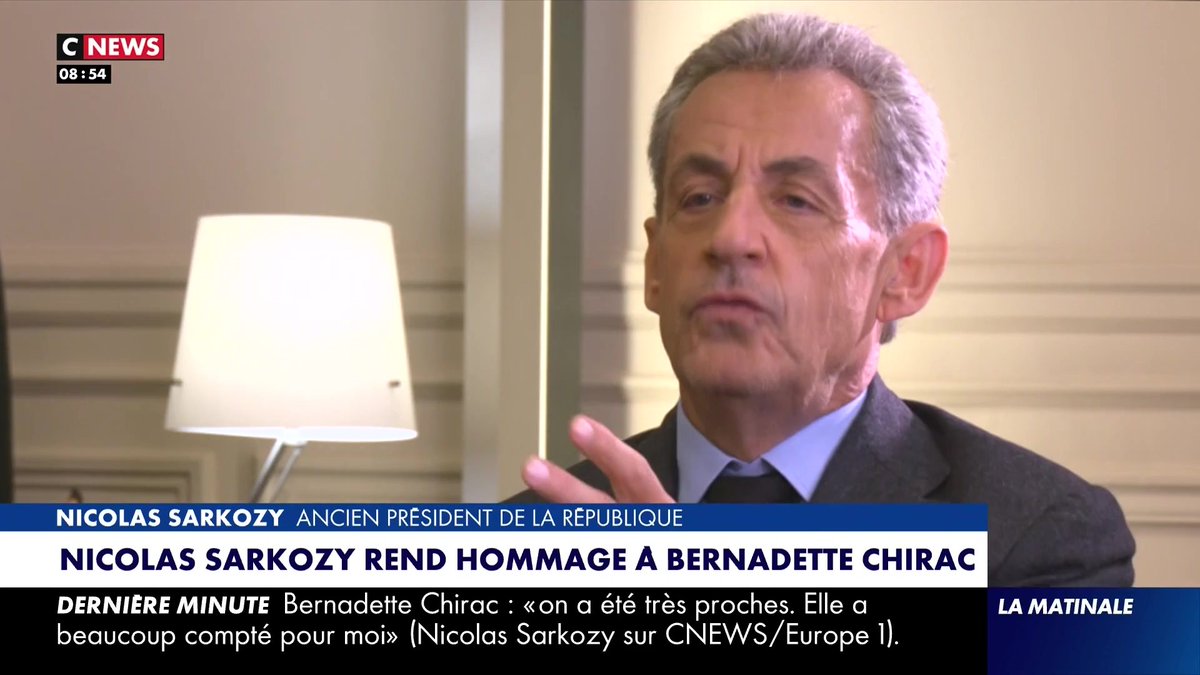 🔵 Nicolas Sarkozy rend hommage à Bernadette Chirac :"J'ai perdu une grande amie et la France a perdu une grande dame" #europe1