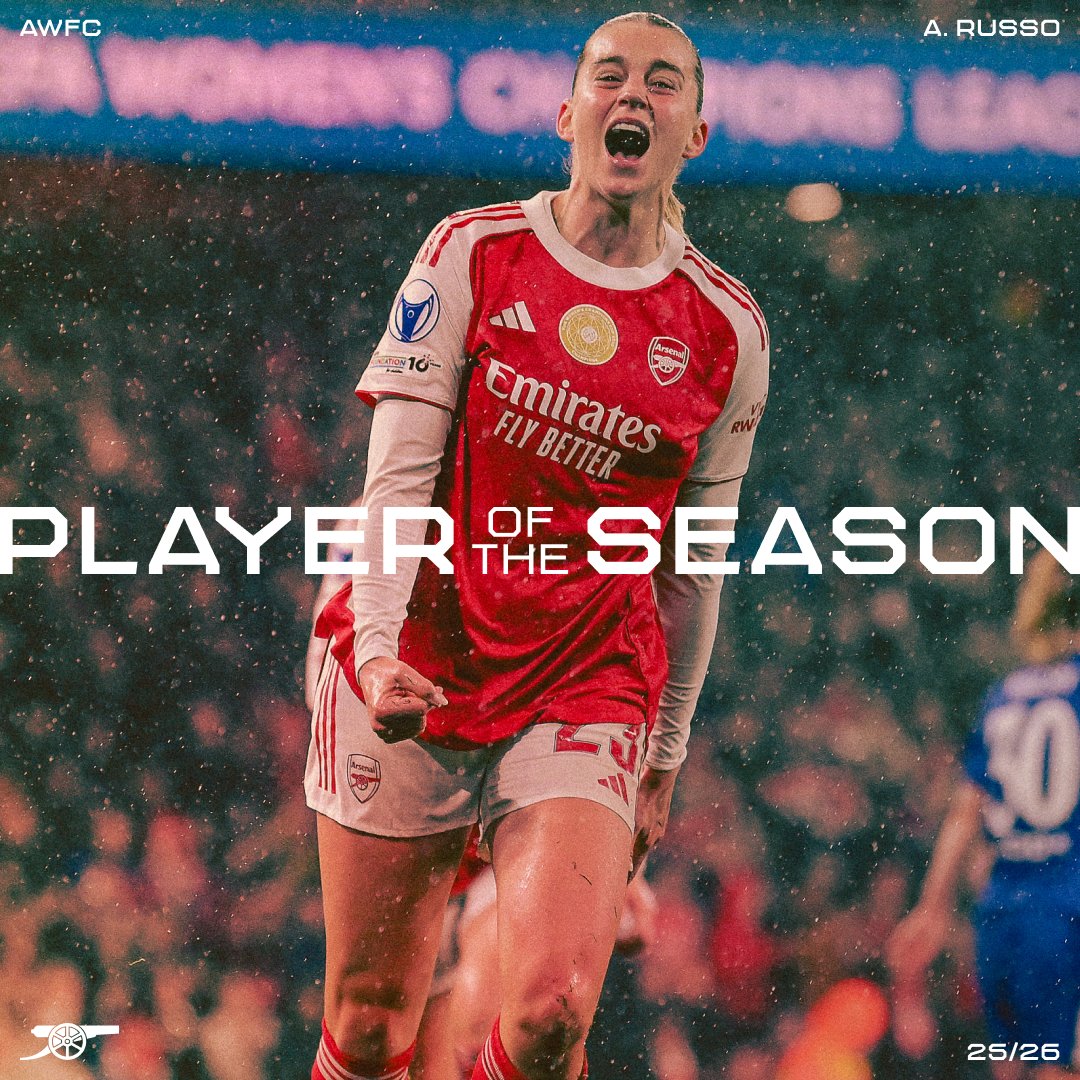 24 goals, 8 assists and her best campaign yet ❤️ As voted by you, Alessia Russo is our 2025/26 Player of the Season! 🏆