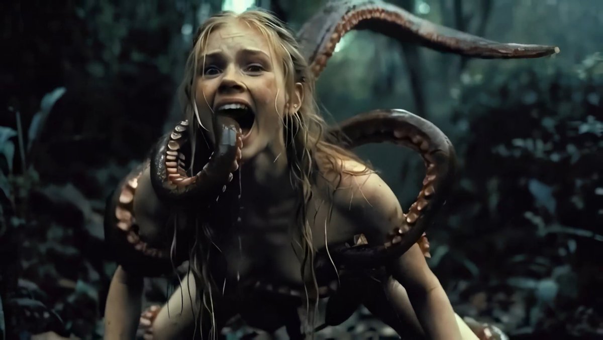 I've finished a new, longer video. Hope you like it. She is Missing now for 2 months. The forest tentacles finally show what happened to her: violently gang-raped, throat fucked and pumped full until she pukes rivers of thick cum. Lying broken and filthy on the ground before being dragged off for more. #EroticHorror #BrutalTentacles #ThroatAbuse #Cum #ForestNightmare #Tentacle