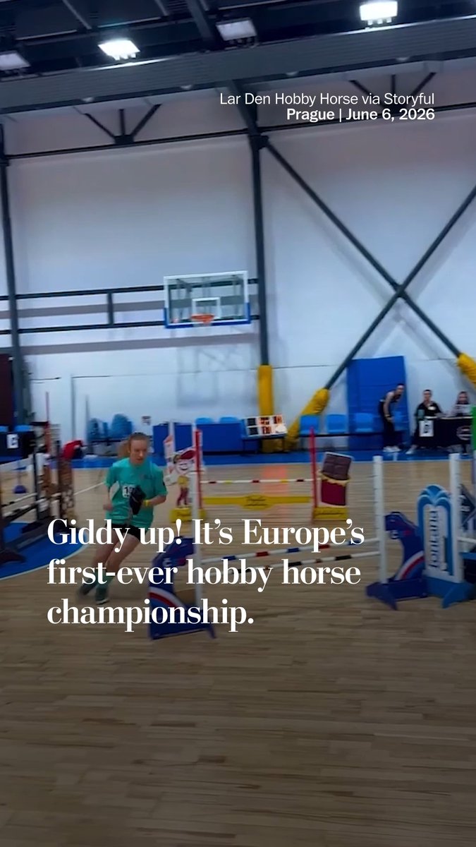 Young riders competed in the first-ever European Hobby Horse Championship on June 6, galloping through a variety of events around an indoor course in Prague. Events included dressage, show jumping, barrel racing and Western horsemanship.