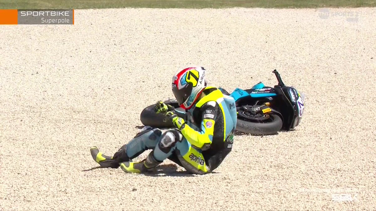 Bianchi highsides right after setting a new Sportbike all-time lap record 😮 #WorldSBK | #EmiliaRomagnaWorldSBK | Live on TNT Sports and HBO Max