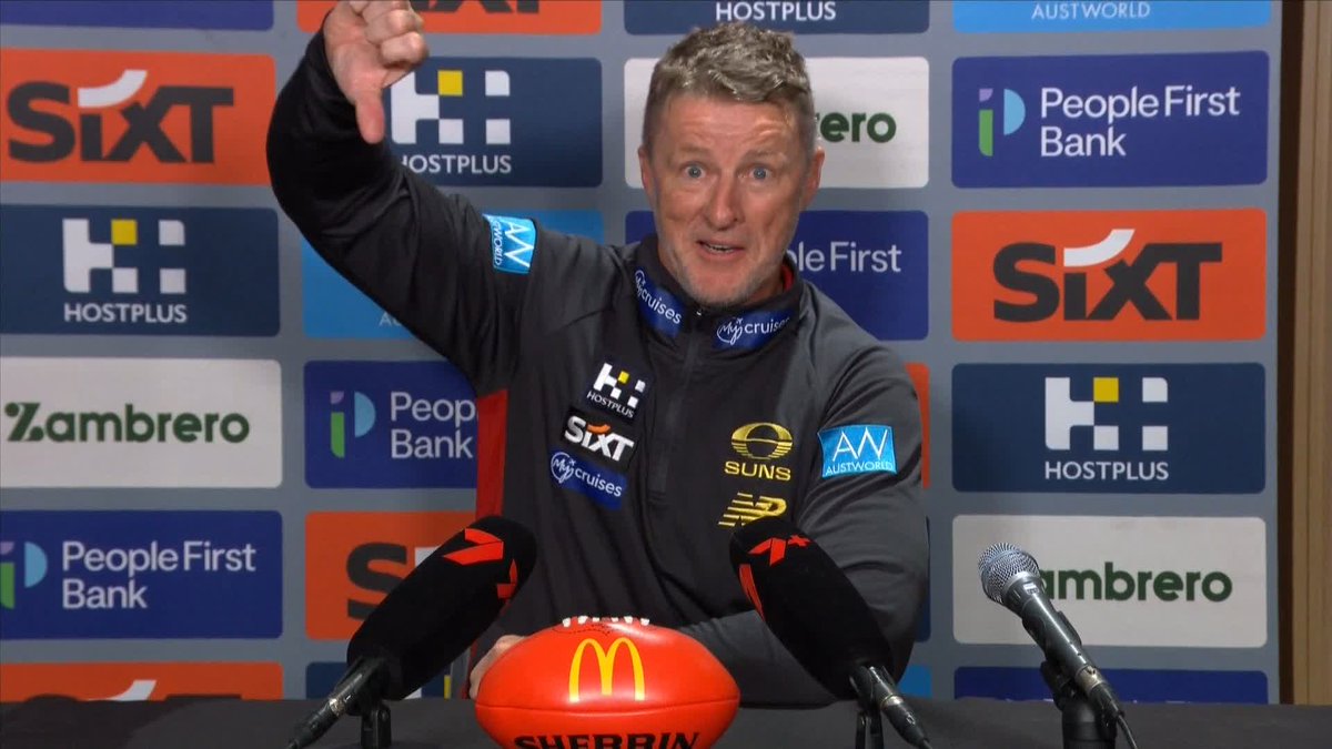 "At the end of the day it was like the [Roman] Colosseum. I reckon they (the umpires) were waiting and the crowd would do this one (👎) and then all of sudden free kick." 🗣️ Damien Hardwick on the umpiring in #AFLCatsSuns