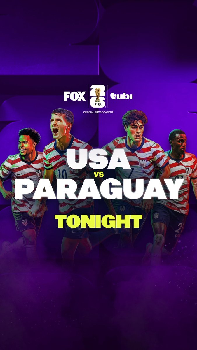 usa 🇺🇲 takes on paraguay 🇵🇾 at 6pm pt TONIGHT ⚽ stream it free #FIFAWorldCup2026