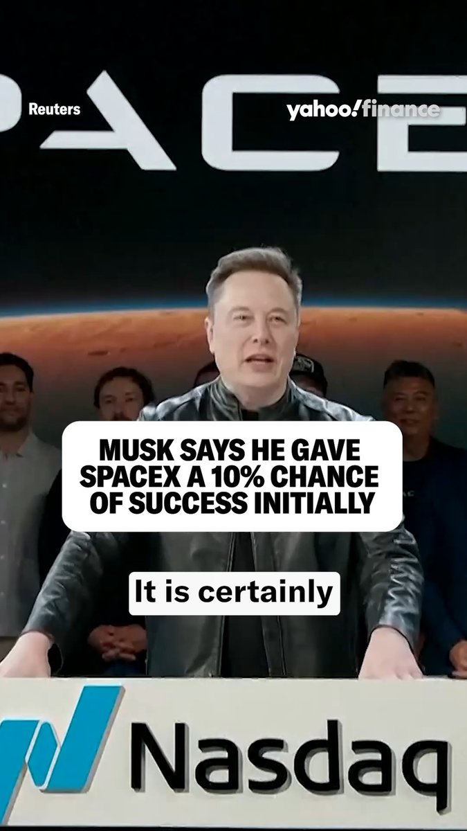 Elon Musk can't believe SpaceX is going public with the largest IPO ever. 🚀 Initially, Musk thought the company was going to fail, giving SpaceX a 10% success-rate. 🤯
