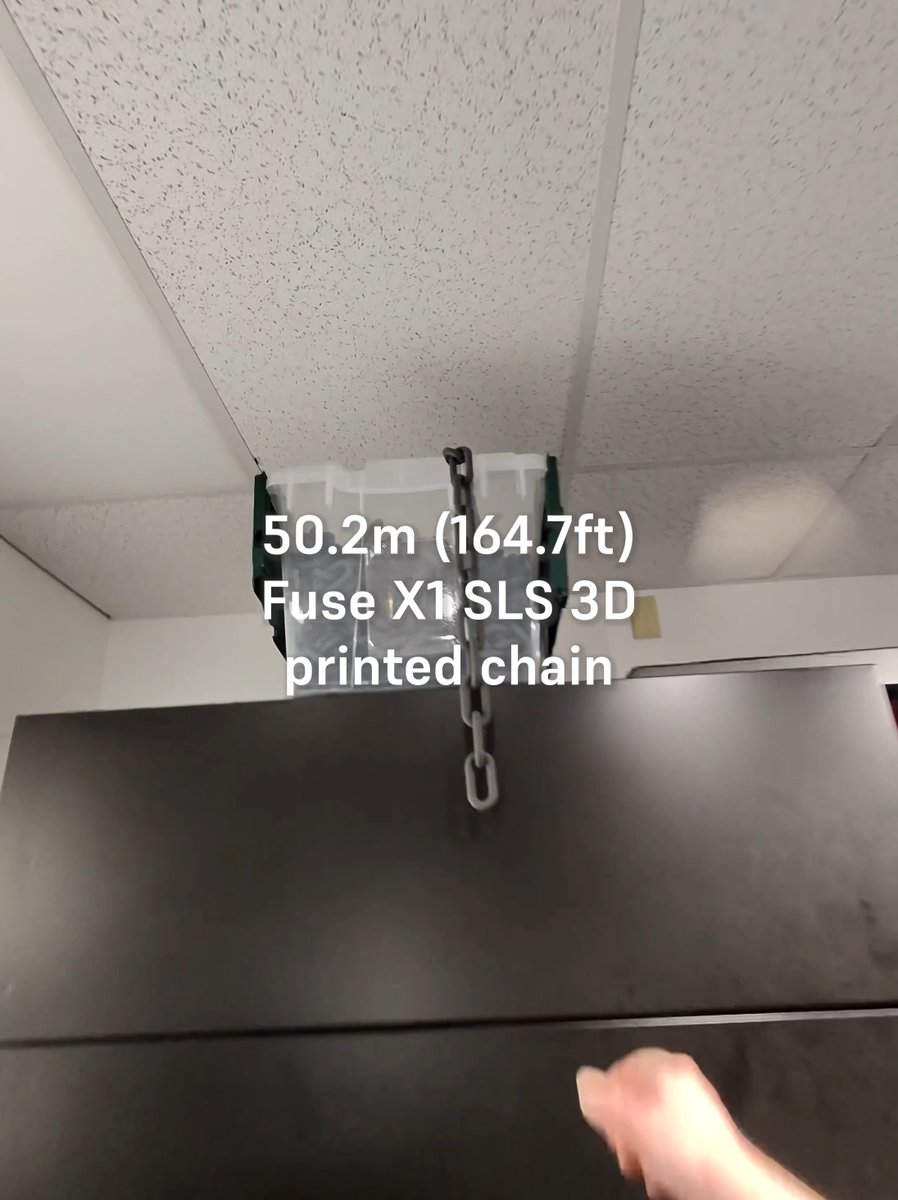 50m (164 ft) of SLS 3D printed chain. All done in one build chamber on the Fuse X1. #3dprinting #engineering #physics