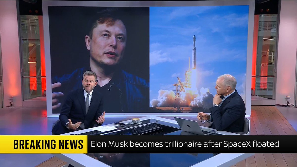 BREAKING: Elon Musk becomes world's first dollar trillionaire after SpaceX makes stock market debut Sky's @PKelso explains ⬇️ 📺 Sky 501 and YouTube