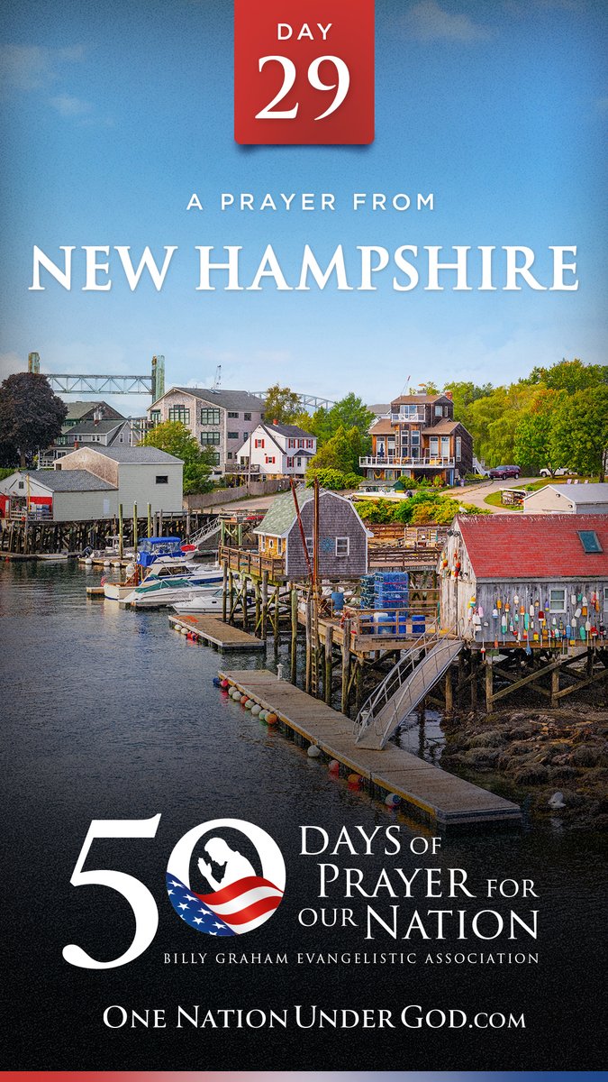 I believe in the power of prayer! Pray with us now on DAY 29 of 50 Days of Prayer for America with Pastor Peter Chamberland of NEW HAMPSHIRE. Let us know you’re praying in the comments below, and go to for all 50 videos and more… #OneNationUnderGod #50Days50States50Prayers BGEA
