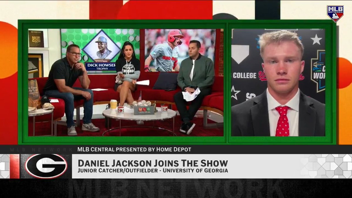 Daniel Jackson is the recipient of the 2026 Dick Howser Trophy! 🏆 The Georgia Baseball star joined us on #MLBCentral to discuss the honor.