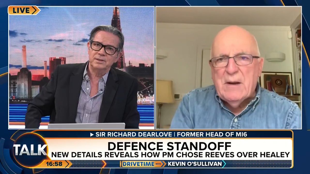 🚨Former Head of MI6 Sir Richard Dearlove says Britain is being governed by a "bunch of students" who don't understand the state of the world. Kevin O'Sullivan asks the ex-Spy chief if Rachel Reeves is the most dangerous woman in the country? Kevin O'Sullivan