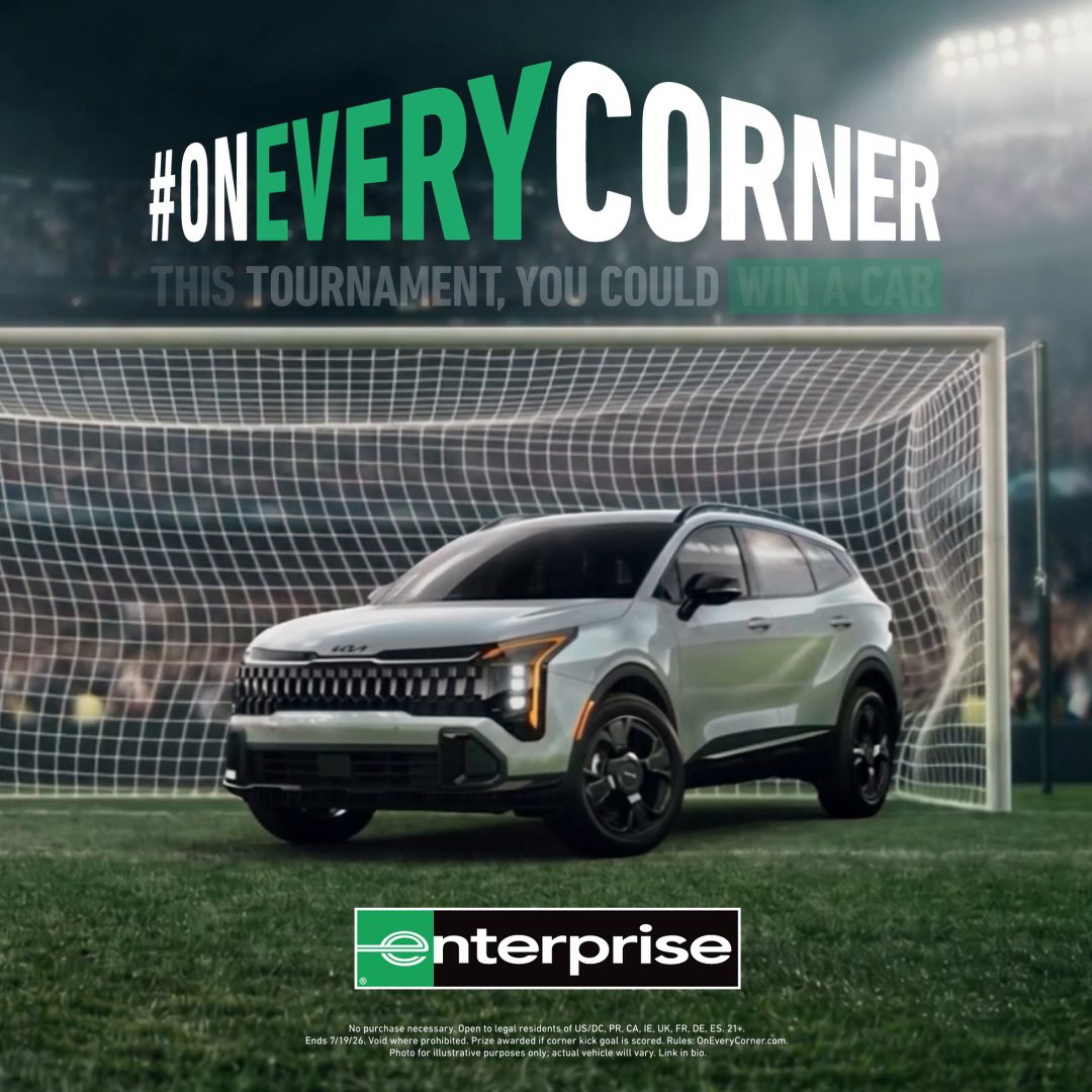 Why just watch when you could win a car for watching?! Whenever a ref signals a corner kick, enter on X by posting #OnEveryCorner #sweepstakes Enterprise for the chance to win. 🚗