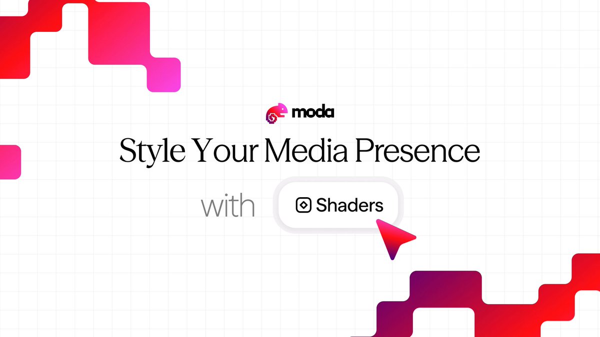Launching today: add mind-bending shader effects to your designs. No graphic design experience required. Click a button or ask Moda's agent, we handle the rest. Beautiful moving swirls, mesh gradients, dithering, and so much more 🍬