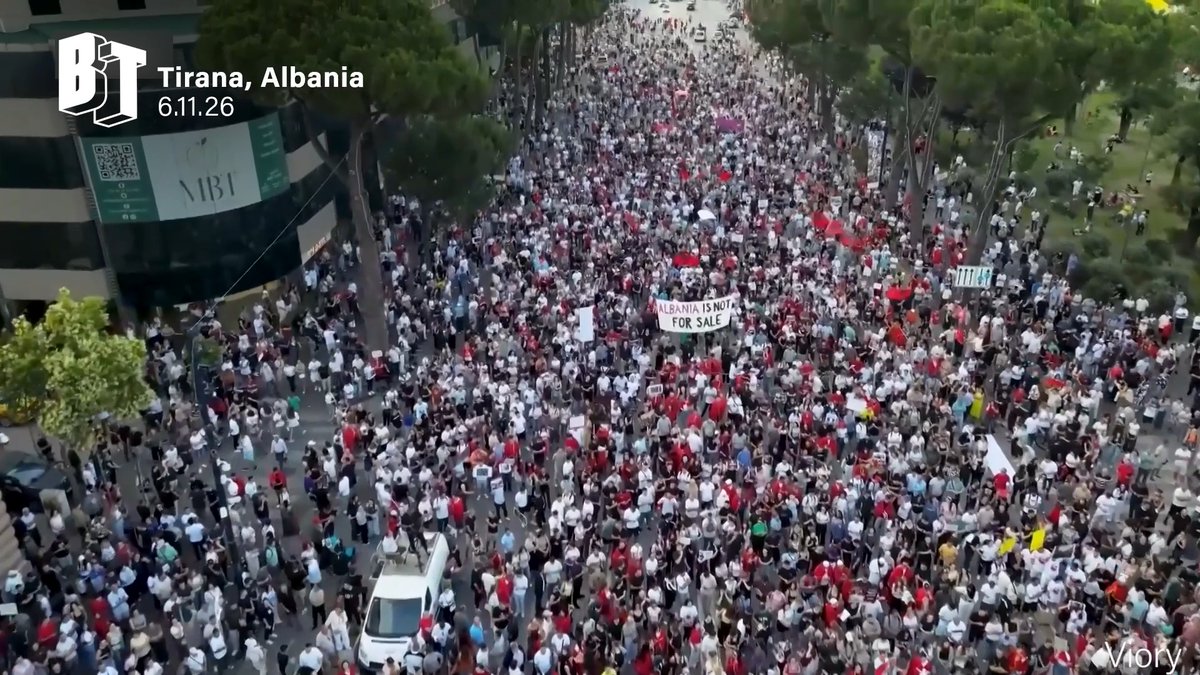 "I am for a new Albania where the moment you get sick, you don't have to open a GoFundMe or go into debt." Thousands of protesters took to the streets of Tirana for the twelfth straight day on Thursday, rallying outside the Albanian Prime Minister's office in opposition to Trump’s son-in-law Jared Kushner’s $5 billion luxury resort development project. What began as an environmental protection campaign in response to the Trumps’ plan to build near Albania’s Vjosa-Narta protected area and on Sazan Island in the Mediterranean, has grown into a broader movement against corruption in Prime Minister Edi Rama’s government and for housing affordability and public services.