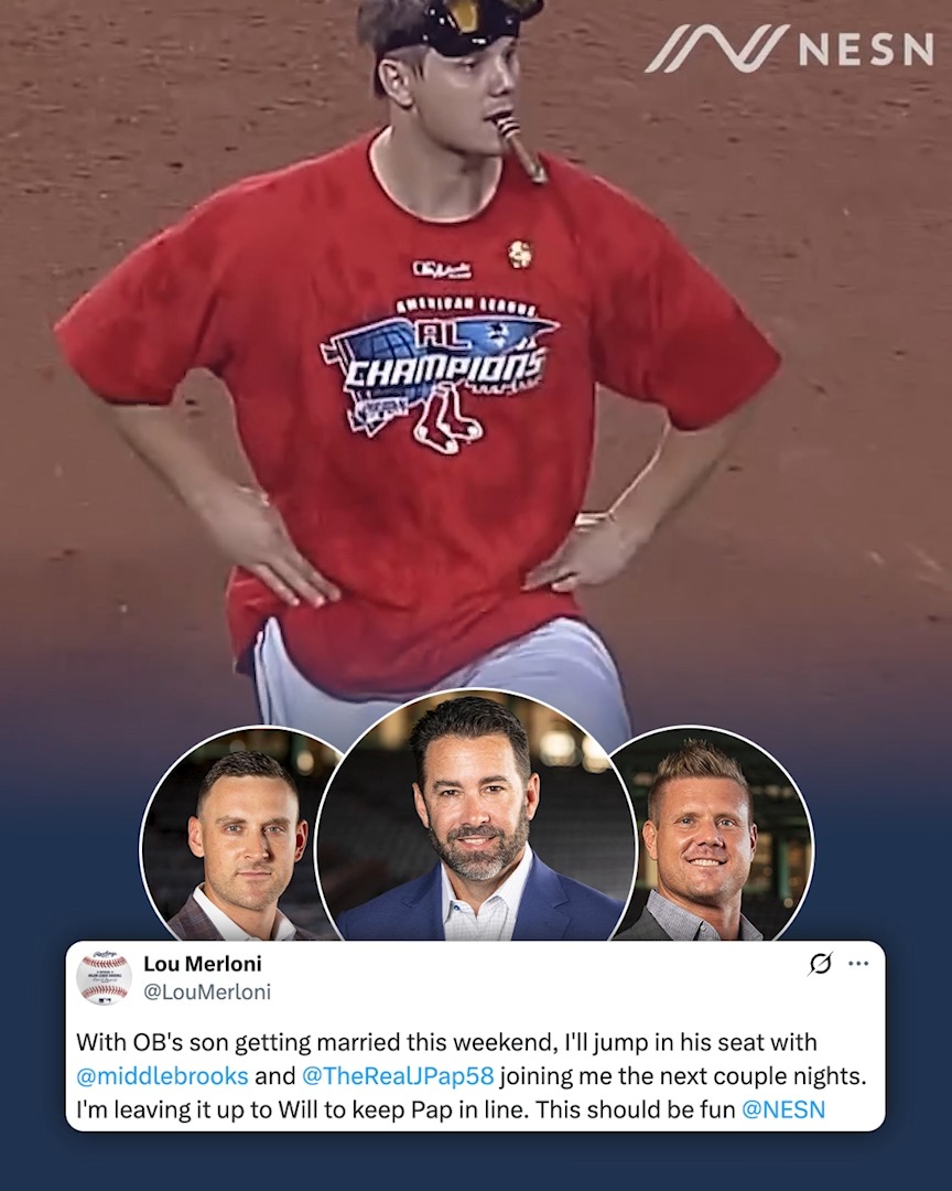 WE'VE GOT SOX IN THE BOX, BABY! 🎙️ We'll see if Lou Merloni &amp; Will Middlebrooks can keep Jonathan Papelbon in line 🕺😆