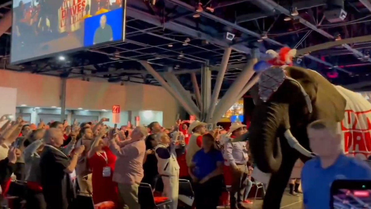 Governor Abbott closed out his speech at the Texas GOP convention with a live elephant. It then peed on the floor as it left the room. The perfect metaphor for the Texas Republican Party.