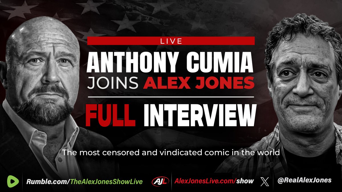 FULL INTERVIEW: "I Don't Think They Cheat To Win- They Cheat To Degrade Our Faith In The Electoral System!" The Most Vindicated & Censored Comic In The World, Anthony Cumia, Joins Alex Jones To Drop Truth Nukes On LA Mayoral Race Election Fraud, 2026 Midterms, The Karmelo Anthony Conviction Fallout, His Journey From Censorship To Success & MORE! Alex Jones Network Anthony Cumia 🚨WATCH/SHARE THE LIVE X STREAM NOW: