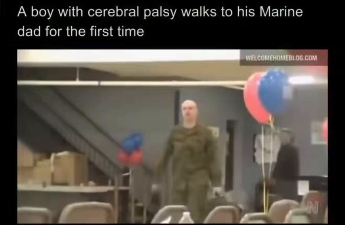 Wow! I’m not crying 😭 Six year old Michael Cooney was born with Cerebral Palsy and was told he might not walk. When his father Marine Staff Sargent Jeremy Cooney returned home from Deployment at Camp Lejeune, then Something Wonderful Happened as his Dad stepped off the Bus, Michael Stood up on his own and took his first unassisted Steps towards his Dad.