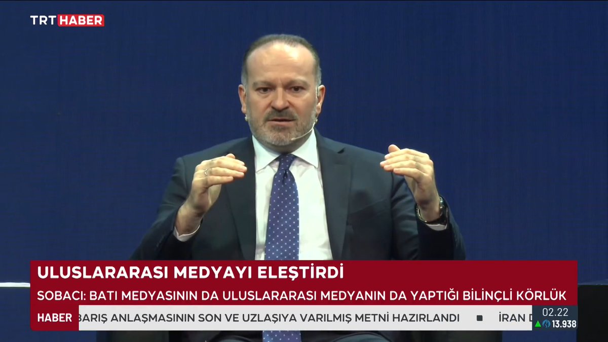 TRT Genel Müdürü Mehmet Zahid Sobacı, İstanbul'daki 'Dijital Anafor: Ekran Bağımsızlığı Zirvesi'nin 'Gazze ve Medya' panelinde konuştu: 📌"Batı medyası, Gazze soykırımında semantik bir şiddet uyguluyor." 📌"Soykırımı anlatırken TRT'nin tercih ettiği dil, surda gedik açmaktır."