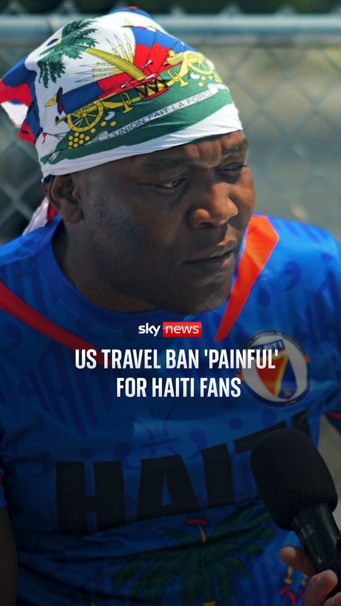 U.S. correspondent James Matthews speaks to Haiti fans ahead of their opening game against Scotland. Haiti is one of the countries on Donald Trump's travel ban list, which was announced last year as part of the government's crackdown on immigration.