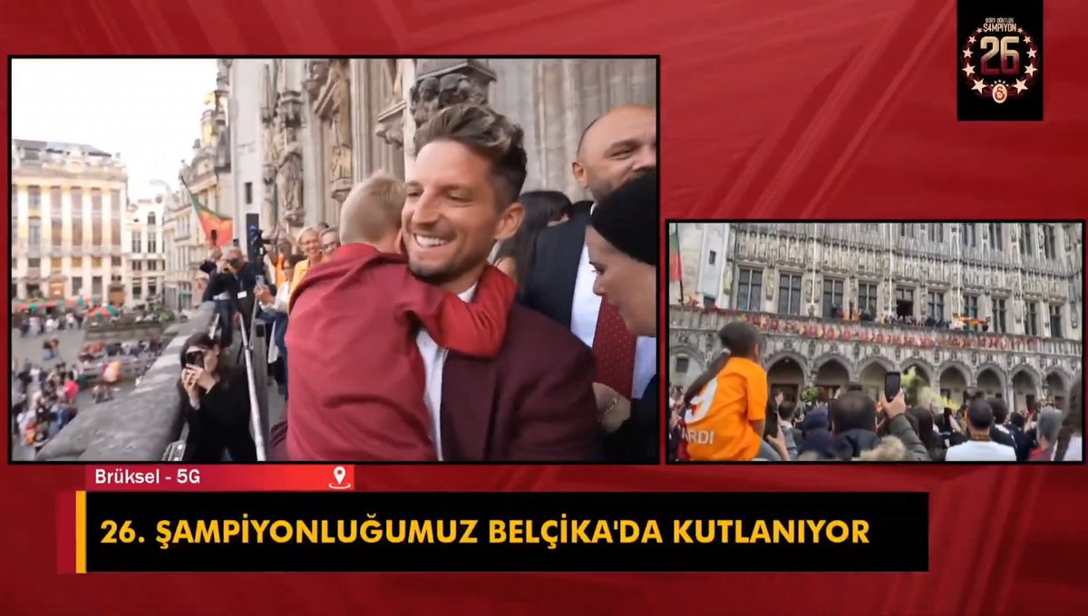Galatasaray'ın Belçika'daki şampiyonluk kutlamasında Dries Mertens'e yoğun ilgi.