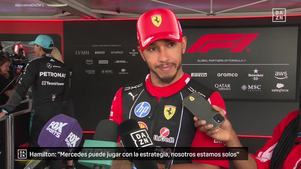 Lewis Hamilton se ve solo en la batalla contra los Mercedes "No es fácil pelear contra dos pilotos del mismo equipo... juegan con la estrategia, nosotros estamos solos y eso lo dificulta mucho" #BarcelonaDAZNF1 🇪🇸