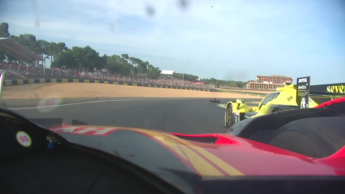 Following a loss of control of the #51 Ferrari, Alessandro Pier Guidi collides with the #9 LMP2 😰 Knocking down a few cones in the process 🎳 🔴 Watch LIVE on #LeMans24 #WEC