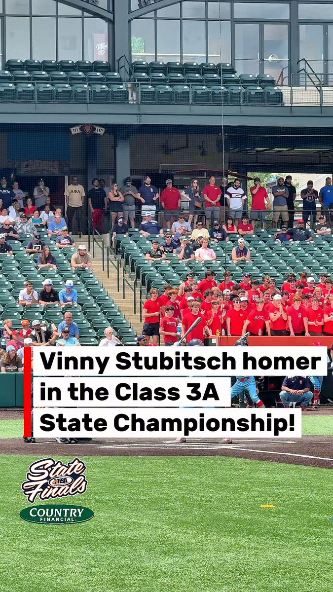 Vinny Stubitsch homer in the bottom of the 1st inning gives St. Rita the lead over Triad in the Class 3A State Championship! 🔥⚾️