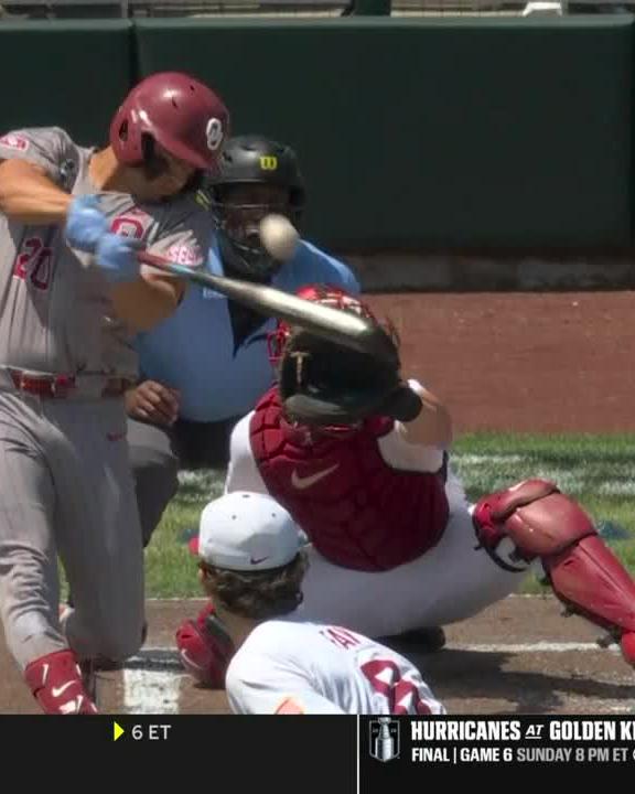two-out, two-strike drive and the Sooners are out in front! Oklahoma Baseball x #MCWS /ESPN