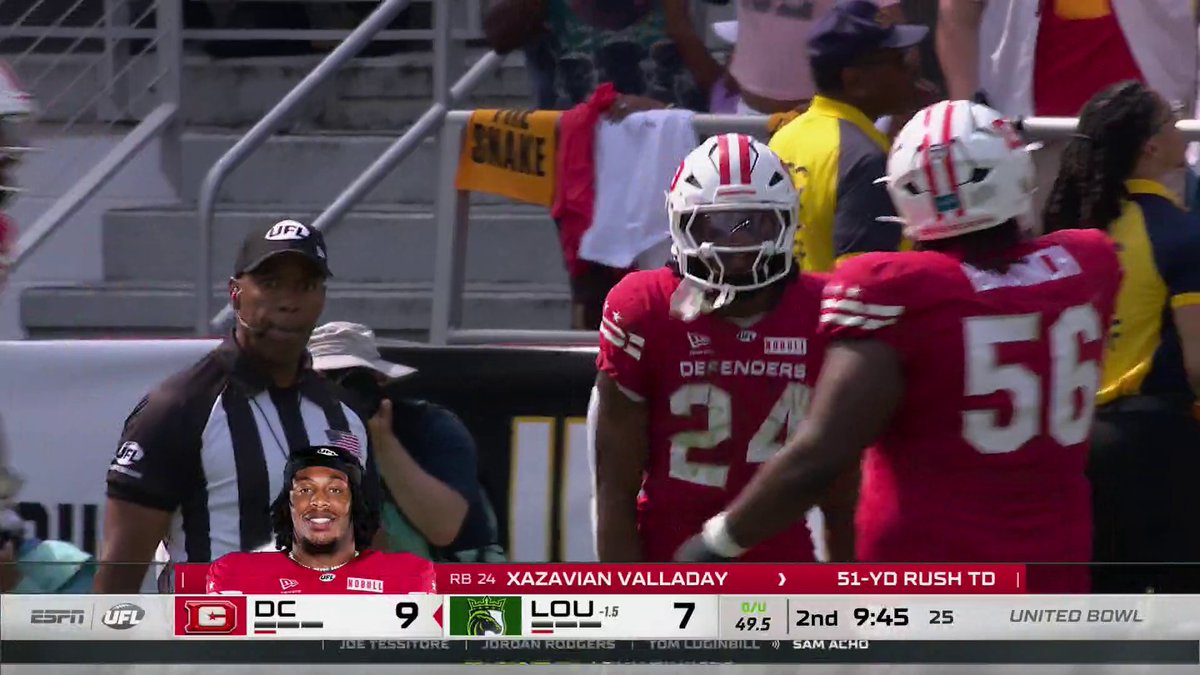 XAZAVIAN VALLADAY TAKES IT 51 YARDS TO THE HOUSE FOR DC 💪 Watch the United Bowl on ABC and the ESPN App now 🍿