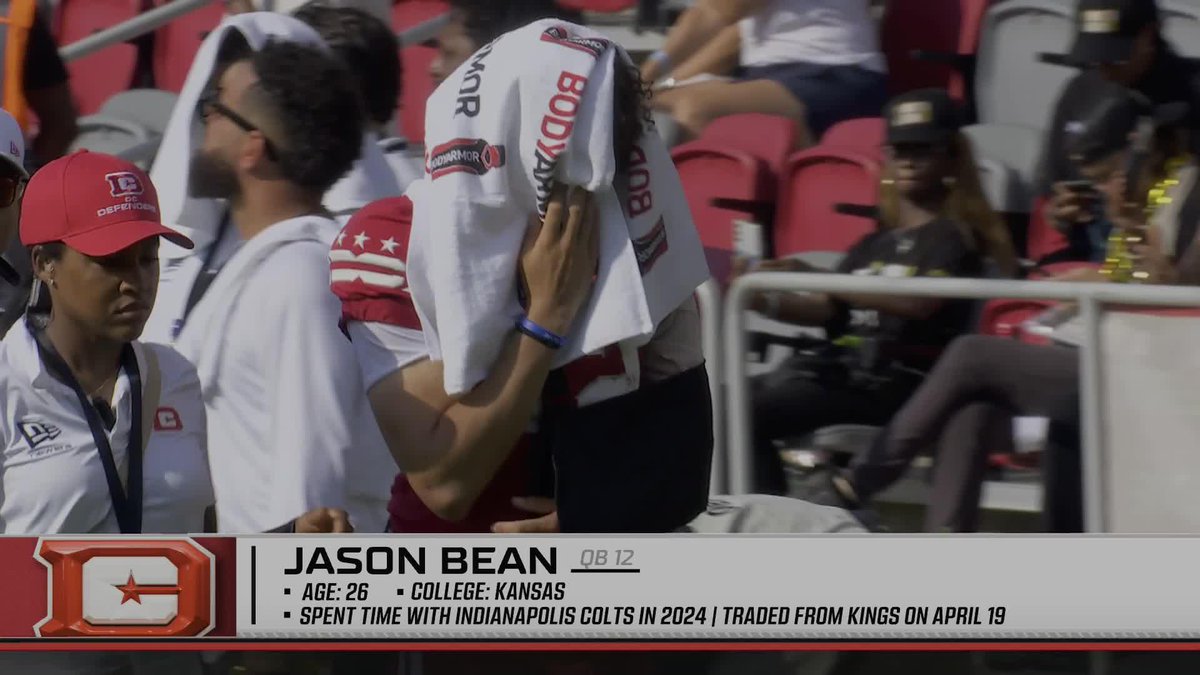 QB Jason Bean has been ruled out for the remainder of the game for the Defenders