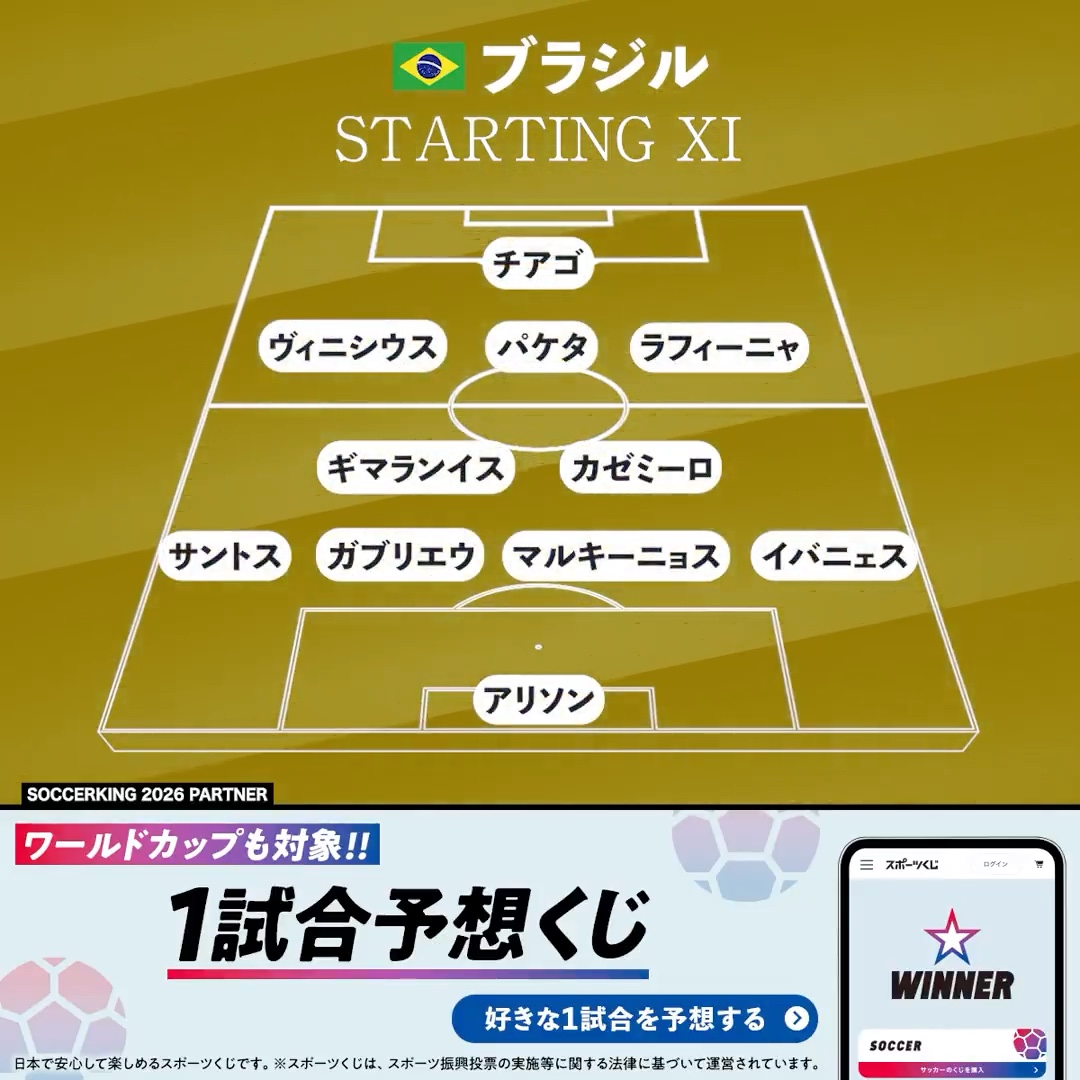 🆙スタメン発表🔥 PR グループC 🇧🇷ブラジル代表🆚🇲🇦モロッコ代表 ⏰7:00 キックオフ 📺DAZN