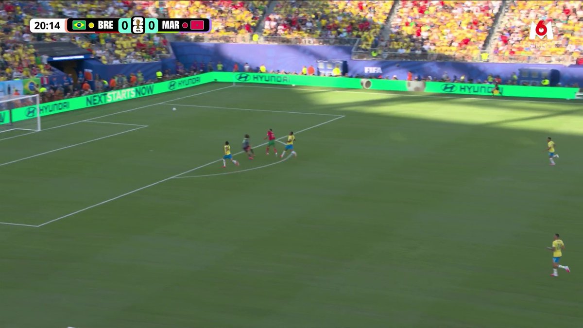 Ismael Saibari ouvre le score d’un lob magnifique après une passe de Brahim Díaz. Le Maroc frappe fort ⚽️ Le Maroc mène 1-0 face au Brésil. Suivez le match sur M6 et M6+ #CDM2026 #FIFAWorldCup #BREMAR