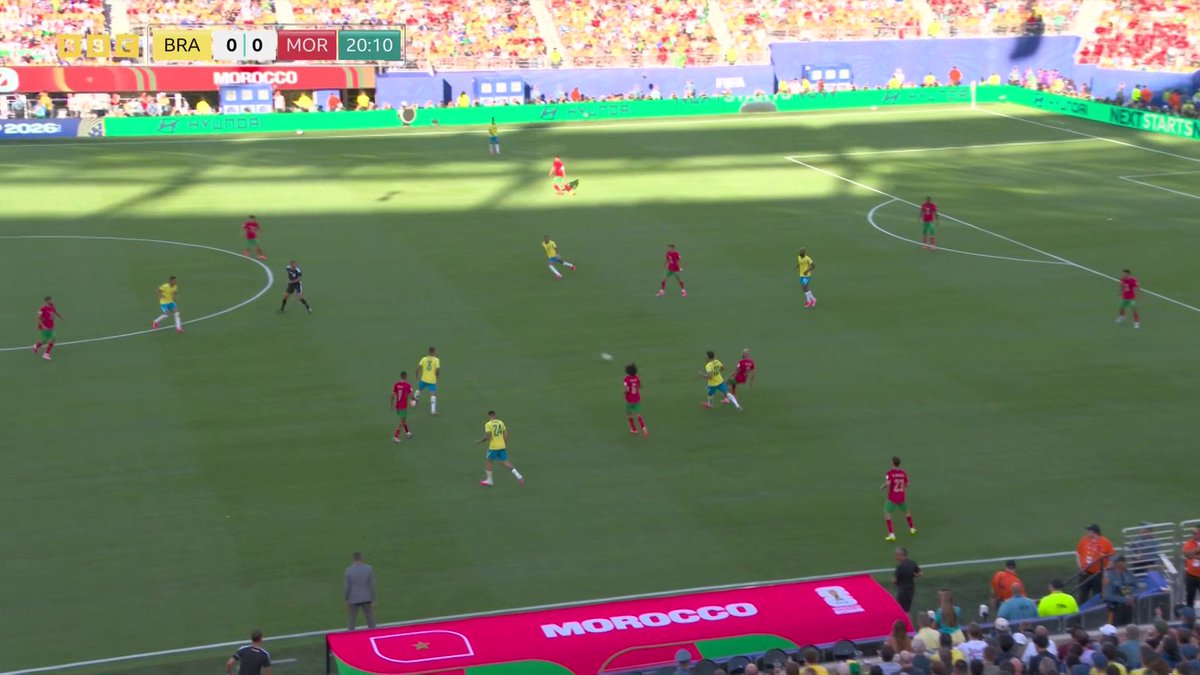 MOROCCO LEAD BRAZIL! 😮🇲🇦 Brahim Diaz threads a superb through ball to Ismael Saibari to give Morocco the lead in New Jersey! #FifaWorldCup