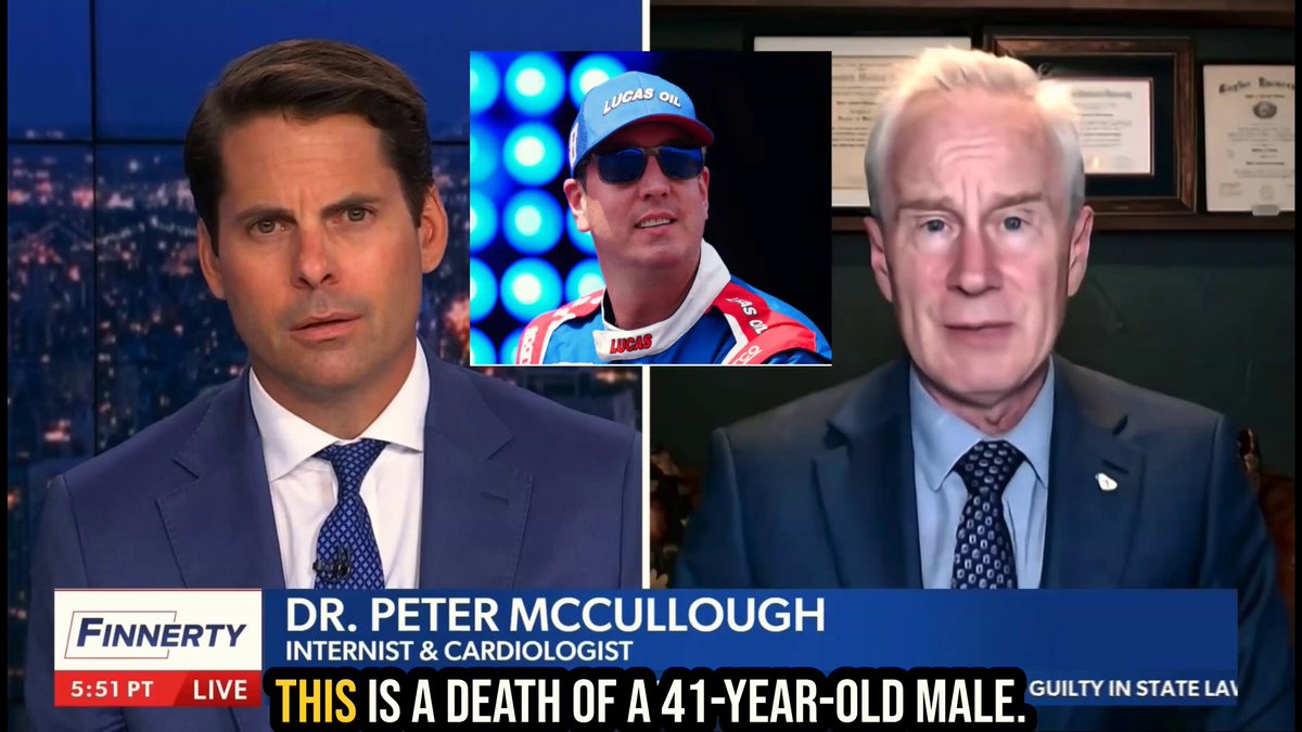 A 41-Year-Old. Hemorrhagic Pneumonia. Dead in 24 Hours. Four Decades of Practice — and Nothing Like It. Not an elderly patient. Not immunocompromised — at least nothing disclosed. A healthy, wealthy, elite athlete with immediate access to the best medical care in the country. Dying of something that reads like a 19th century sailing disease. In four decades of cardiology practice, this presentation has never been seen. The French woman from the MV Hondius — same age range, same severity — is still alive on life support in a Paris ICU. Young people in their 40s should survive this in a hospital. Kyle Busch didn't get the chance. Join the Fight: Courtesy of Newsmax NEWSMAX Rob Finnerty #MedicalFreedom