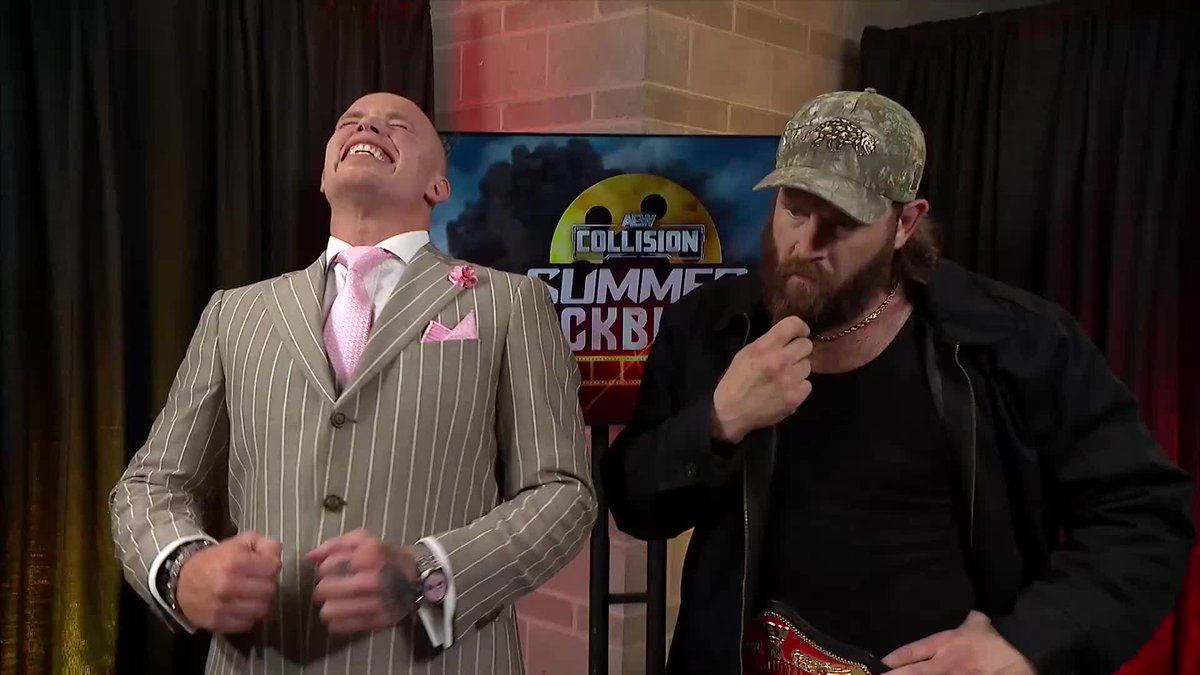 .@KyleFletcherPro, @DunkzillaDavis & @RainmakerxOkada address The Invisible Hand Family's current problem: AEW International Champion Konosuke Takeshita! Watch #AEWCollision on TNT & HBO Max!