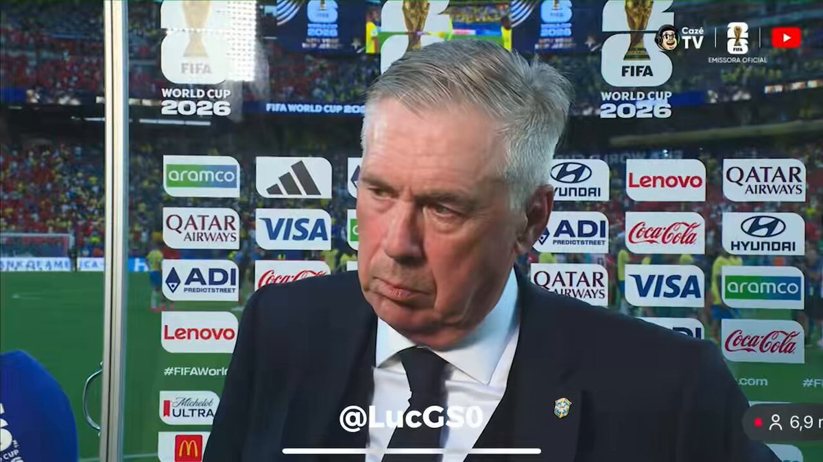 🚨AGORA: Carlos Ancelotti diz em entrevista que o Brasil precisa MELHORAR. A seleção empatou com o Marrocos na estreia da Copa. #BRAXMAR