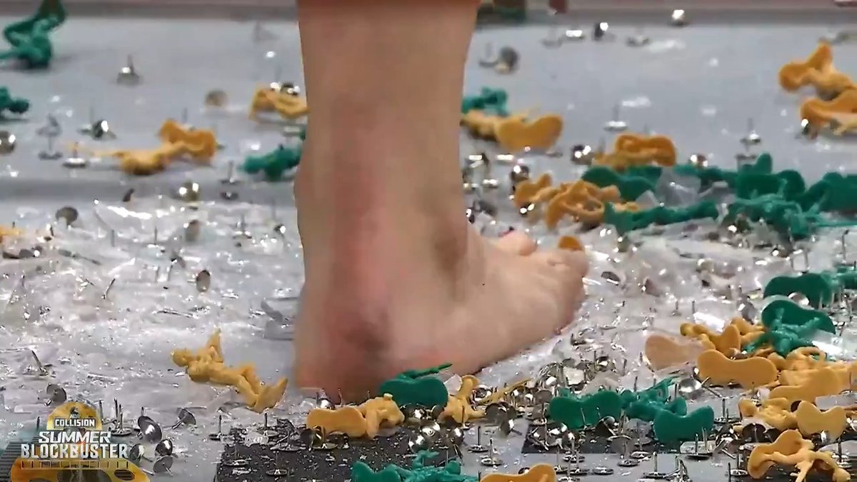 FEET FIRST ON THE GLASS AND TACKS! That won't stop Marina Shafir! Watch #AEWCollision on TNT &amp; HBO Max