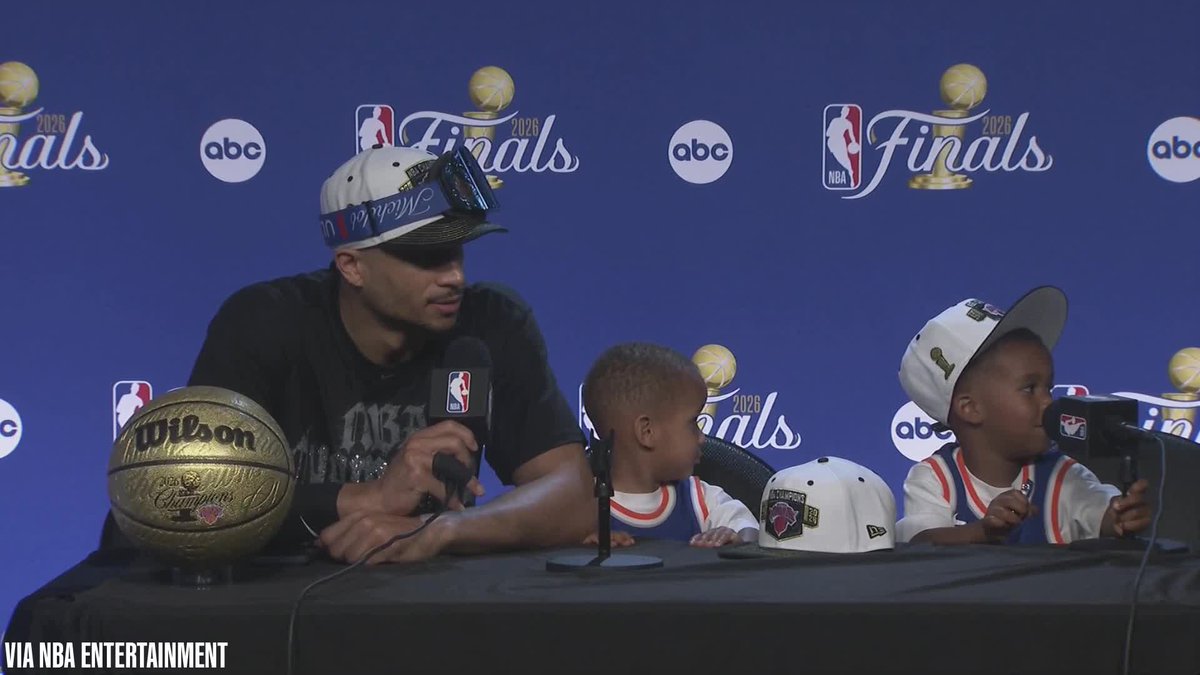 Josh Hart's son steals the microphone 😂