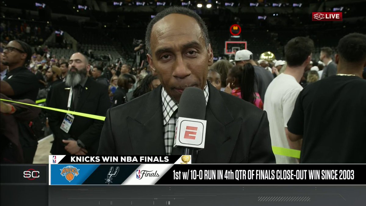 “It’s the best feeling I’ve ever had in my life covering sports.” Stephen A Smith reacts to the Knicks winning their first NBA Finals in 53 years 🙌