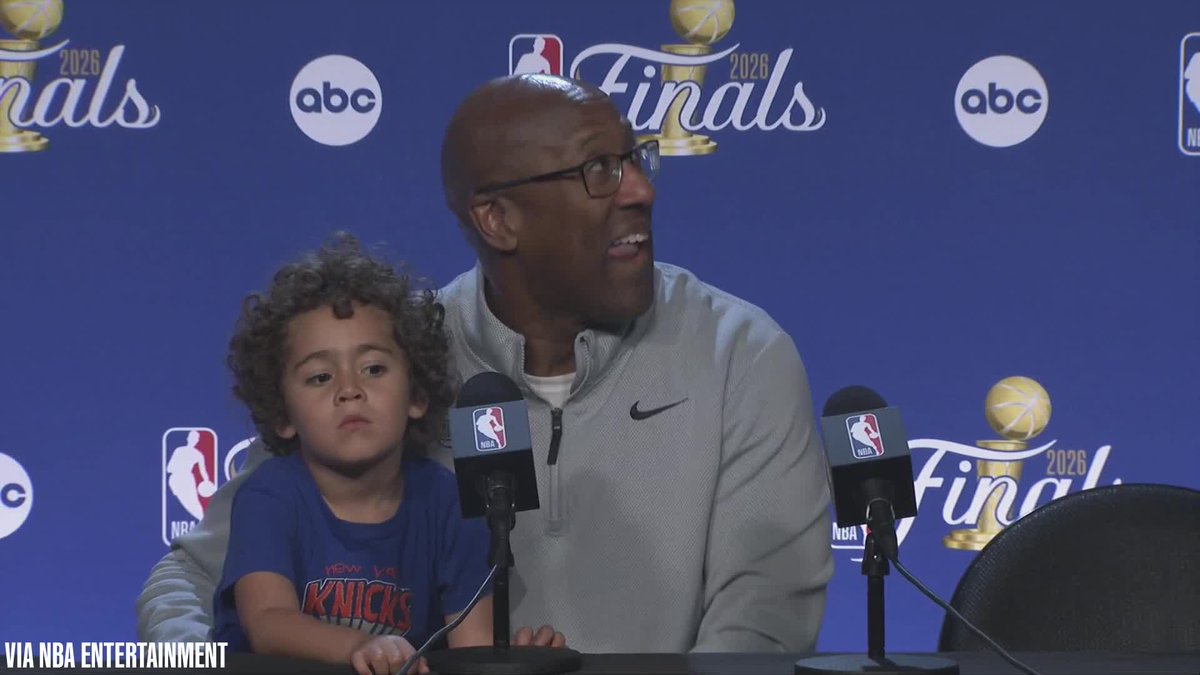 "MITCH!!!!!" Mike Brown is excited when Mitchell Robinson joins him during his press conference