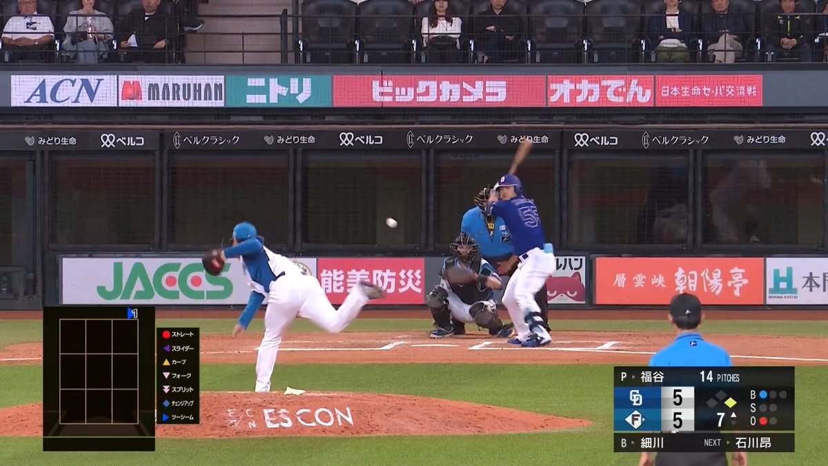 中日 細川成也 選手に今シーズン第9号勝ち越し2ランホームランを許す...。 👇日本生命セ・パ交流戦見るならパテレ！
