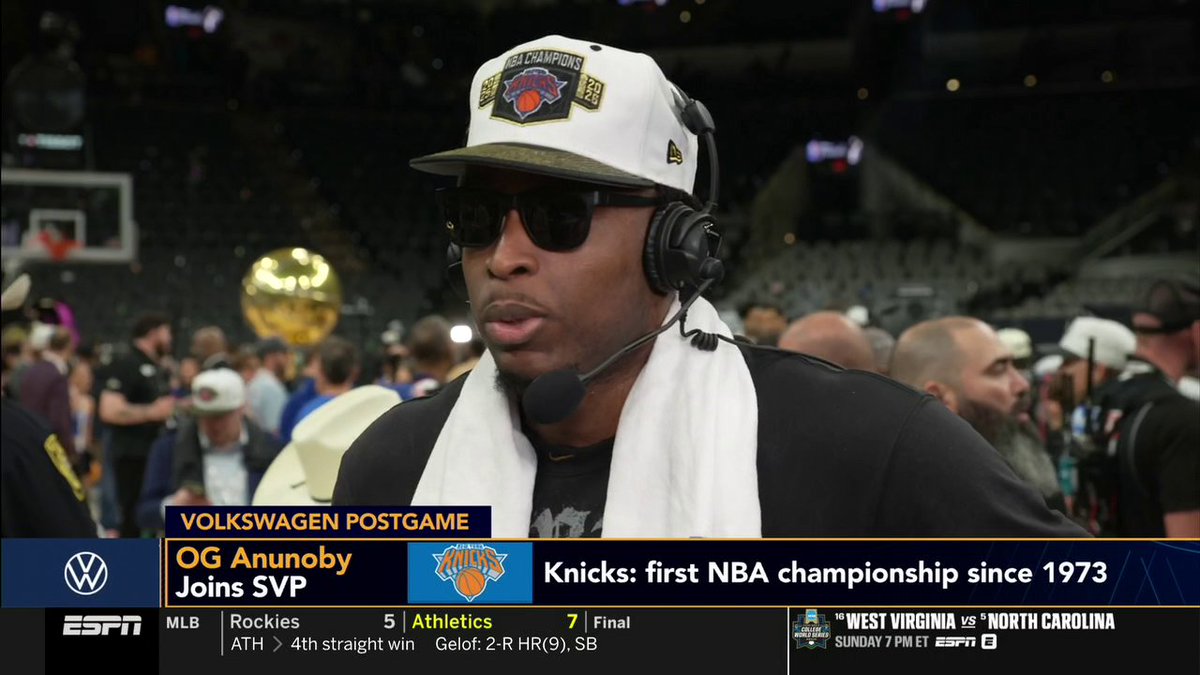 "I just feel like whenever we're down, that's when the game started." OG Anunoby tells Scott Van Pelt why this Knicks team was so special 😎