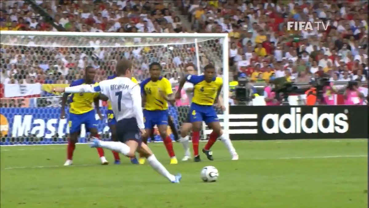 Is England's run to the 2006 World Cup QF largely forgotten? David Beckham's free-kick saw England advance from the last 16 with a 1-0 win over Ecuador. Beckham scored at three World Cups for his country.