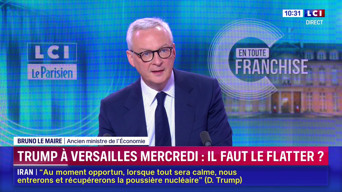 🗣️ "Il faut s’opposer aux choix des États-Unis et de Donald Trump : ils sont dangereux sur la guerre en Iran comme sur l’intelligence artificielle ou encore l'Ukraine" Bruno Le Maire appelle la France à affirmer, face à Trump à Versailles, un avenir indépendant des États-Unis