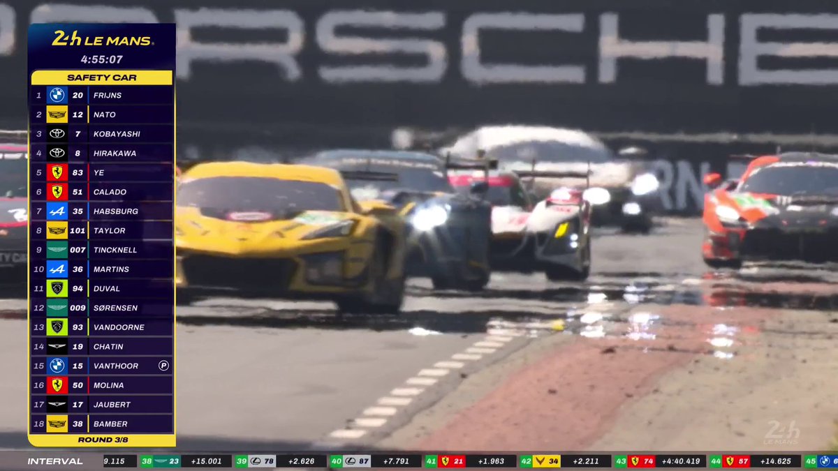 GREEN AGAIN! 🟢 And the Hypercar fight for P1 is ON! Norman Nato in the #12 Cadillac Performance hunts down Robin Frijns in #20 BMW M Motorsport. Watch live on #WEC #LeMans24 #Cadillac #BMW