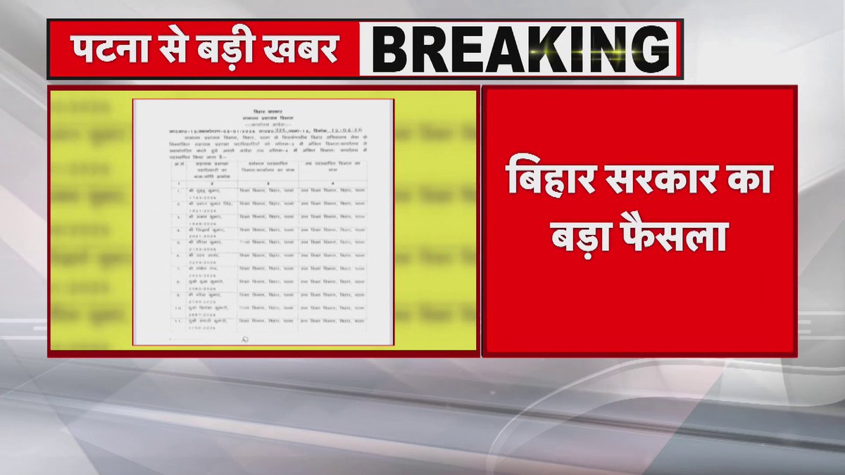 Patna : बिहार सरकार का बड़ा फैसला, शिक्षा विभाग में अधिकारियों का पदस्थापन, प्रशासन विभाग ने जारी किया नोटिफिकेशन