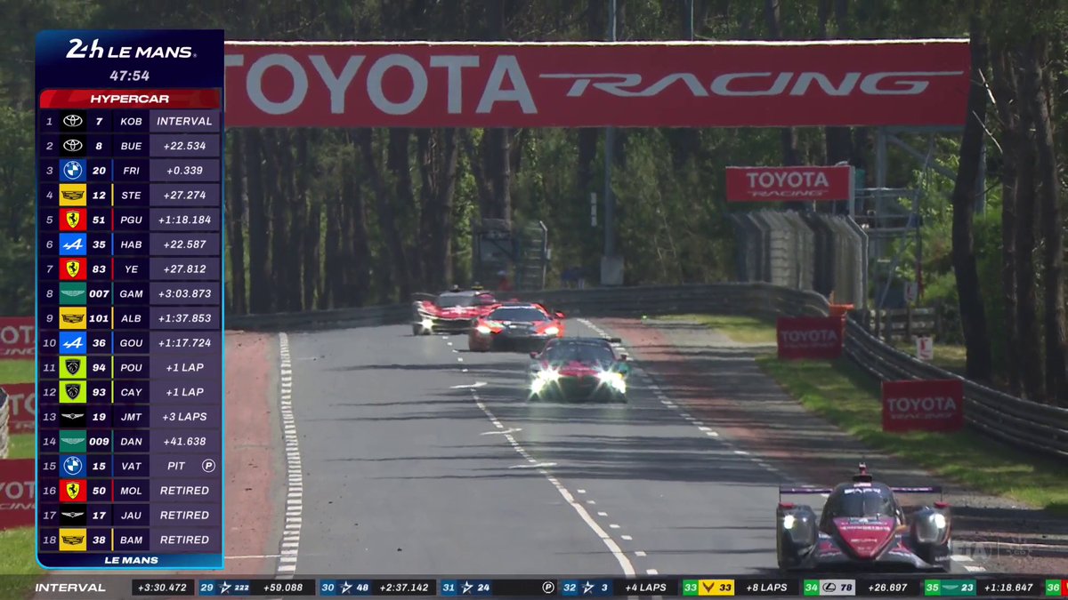 BMW TAKES P2! 🔥 Robin Frijns in the #20 has been hunting down the #8 Toyota driven by @sebastien_buemi and he finally gets it done as they approach the Porsche curves! What a battle! Watch the action live on #WEC #LeMans24 #BMWM #Toyota