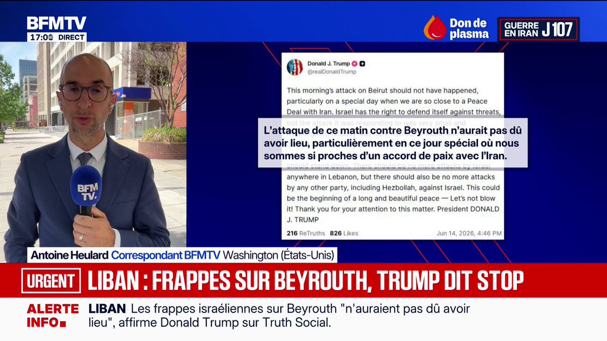 Donald Trump appelle à la fin des attaques après les frappes israéliennes sur Beyrouth au Liban